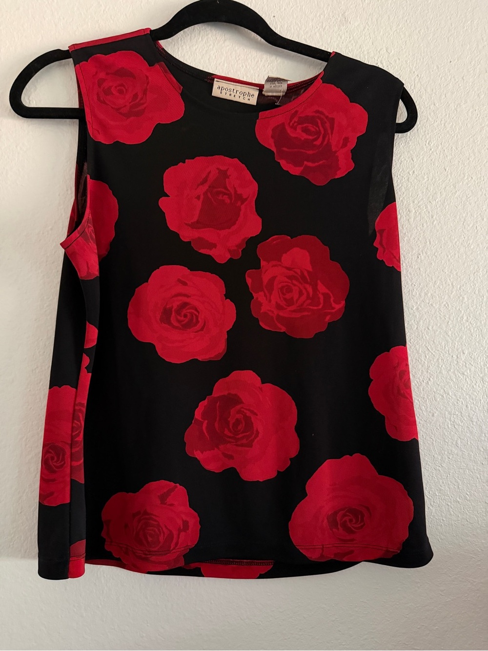 Vintage Apostrophe Tank Top Rose Print Y2K Grunge M/L